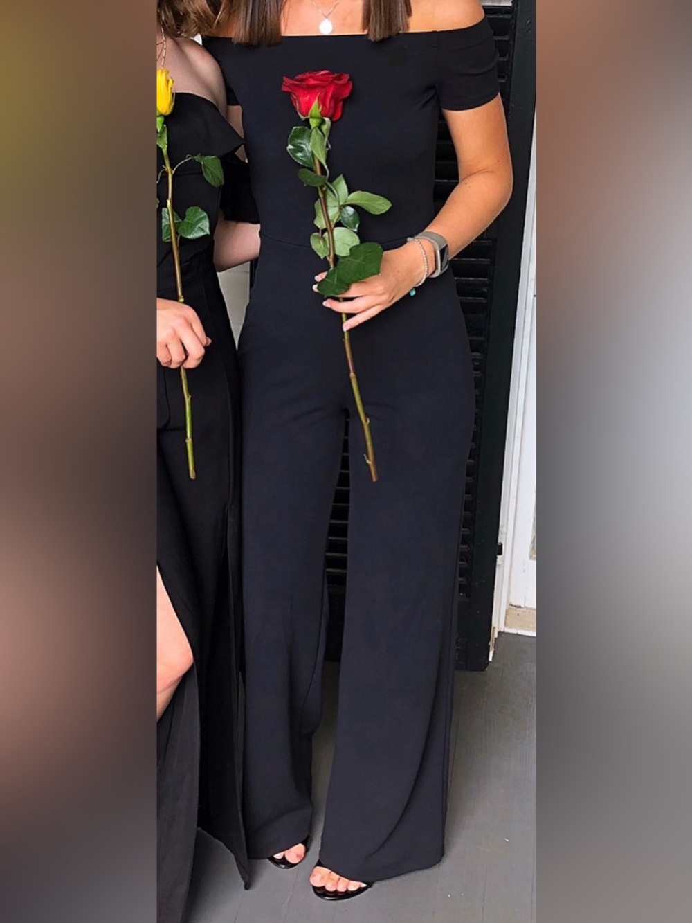 Lulu's Off-Shoulder Black Wide Leg Jumpsuit